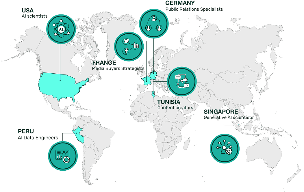 Map showing Euklydia's network of experts